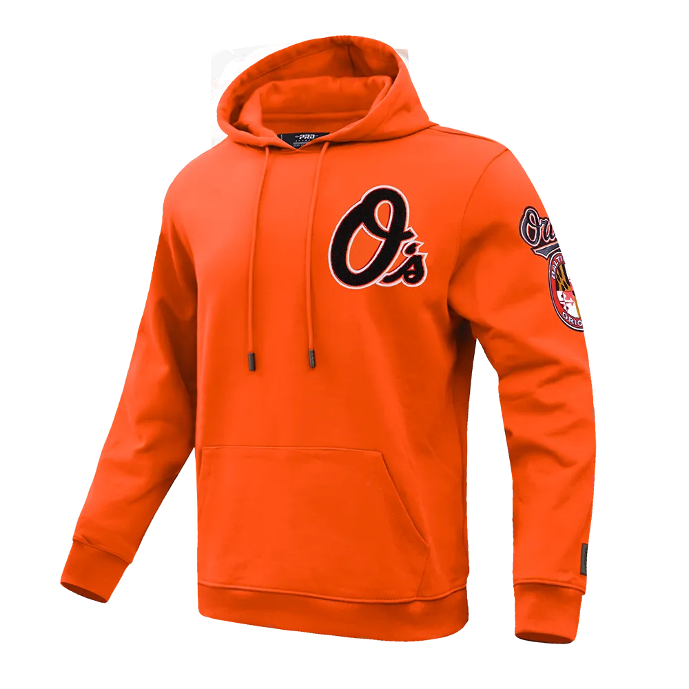 MLB BALTIMORE ORIOLES CLASSIC CHENILLE MEN'S PULLOVER HOODIE (ORANGE)