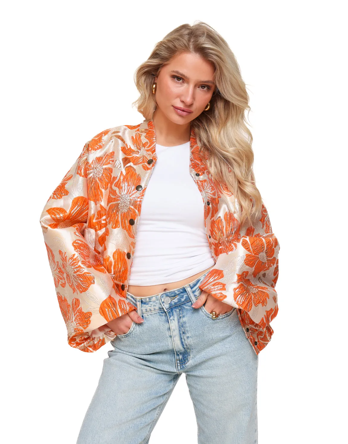 Oranje Bloemen Bomber - Jasje