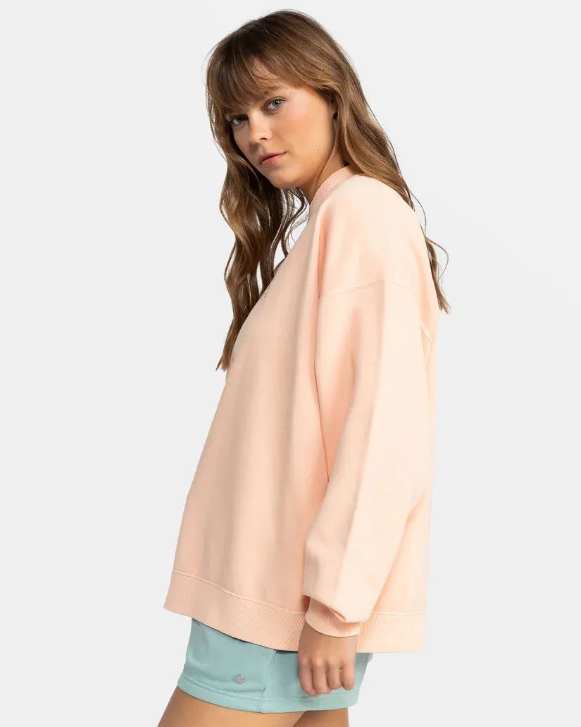 Roxy | Lineup Oversize Crew Neck Sweatshirt - Peach Nougat