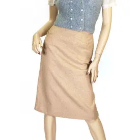 Vintage Pencil Skirt Camel Colored Heathered Cashmere 1940S Sz 2-4