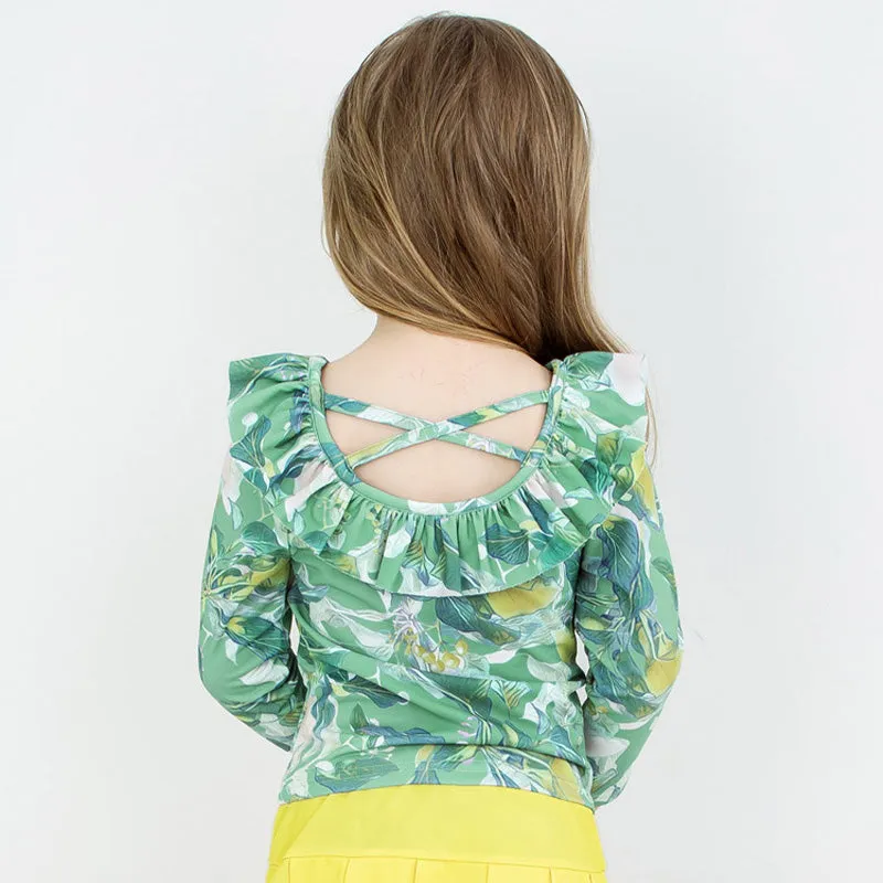 Yellow Summer Garden Rashguard With Cap 3-piece Set 2307PM04