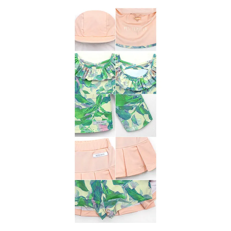 Yellow Summer Garden Rashguard With Cap 3-piece Set 2307PM04